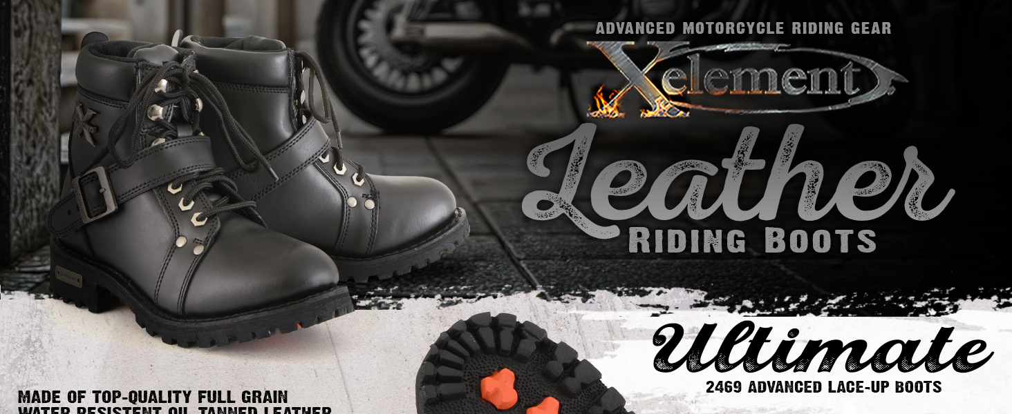 Xelement Womens Woman Girl Ladies Leather Motorcycle Biker Boots Boot