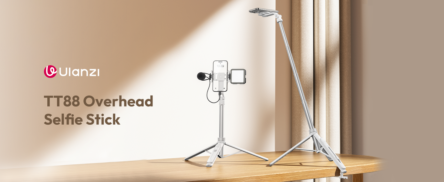 ULANZI TT88 Extendable Phone Tripod, 57" Magnetic Selfie Stick Phone Vlog Tripod Stand