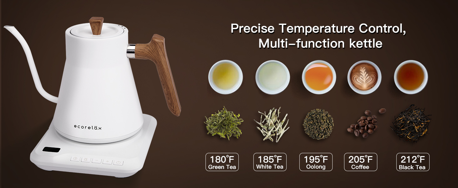 ECORELAX Gooseneck Electric Kettle with Temperature Control,1200W