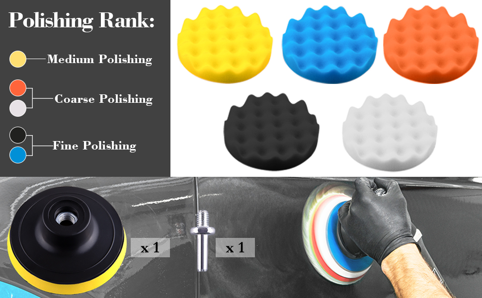 SIQUK 17 Pieces Polishing Pads Kit 125mm Car Polishing Foam Pads