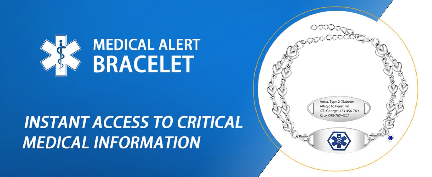 Medical Alert Bracelet, Health Alert Bracelet, Medical ID Bracelet, Medical ID Bracelet for Women