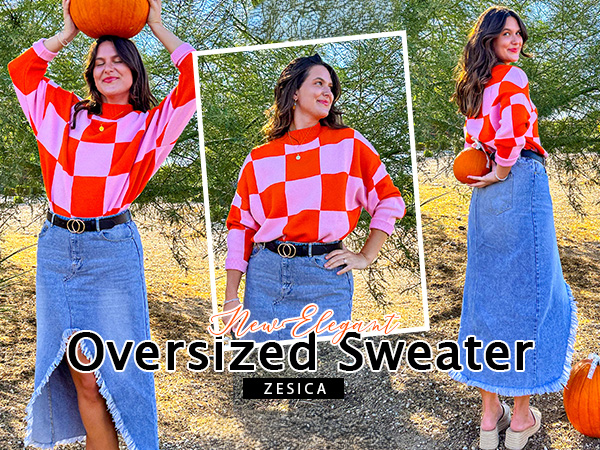 ZESICA Women's Fall 2025 Oversized Sweaters Long Sleeve