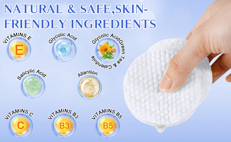Glycolic Acid Pads,Glycolic Acid Peel Pads with 10% Ultra Pure Glycolic + 2% Salicylic Acid,Cleansing Pads for Face & Body with Vitamins B3, C & E, Green Tea, Calendula, Allantoin - 60 Pads 15 ikzee果酸棉片60p-3