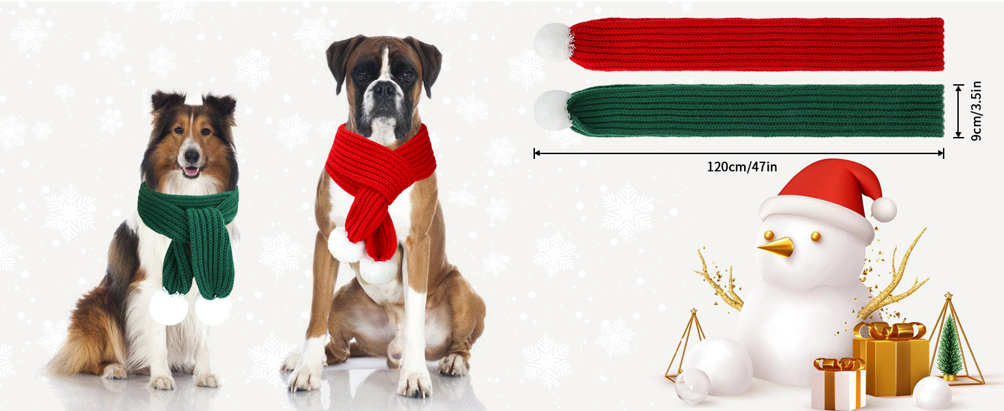 HYLYUN Christmas Pet Scarf 2 Pieces Knitted Pet Collar Winter Cat Neck Warmer Red Green Pet Scarf Puppy Cat Costume Accessories Mini Knitted Scarf for Small to Medium Sized Pets 12 Christmas Pet Scarf