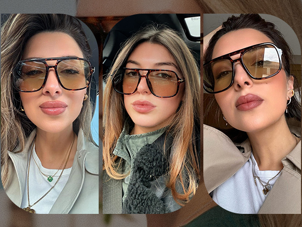 Amazon.com: HERJOUR Retro Square Aviator Sunglasses Womens