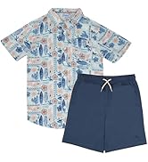 Tommy Bahama Boys Hawaiian Button Down Short Sleeve Shirt & Elastic Waist Shorts Set, Casual 2-Pi...