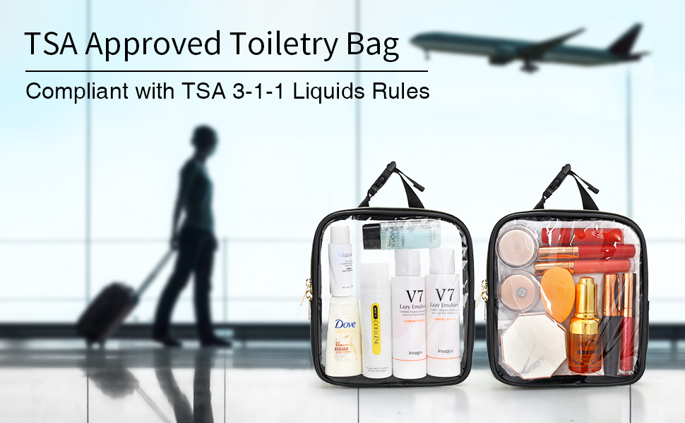 Tsa Approved Toiletry Bag, 2PCS Travel Bag TSA Approved, Clear Makeup Bags Travel