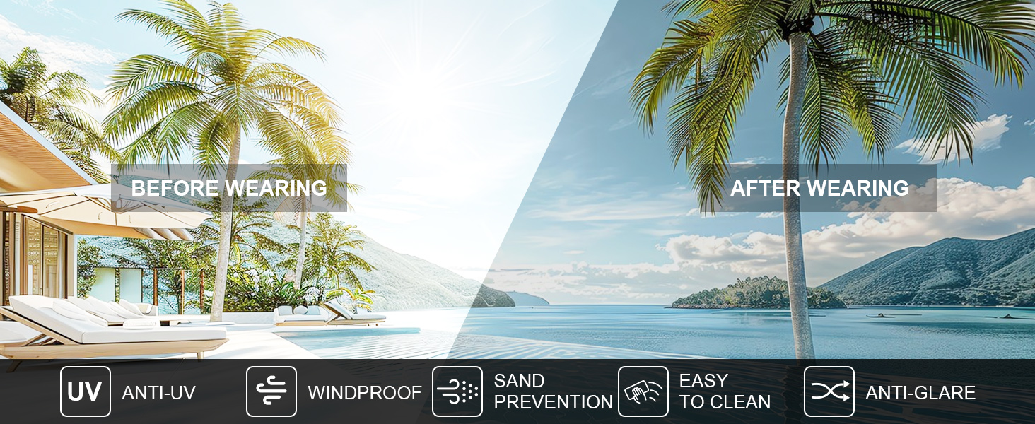 High-quality lenses, resistant to wind, sand and dust.