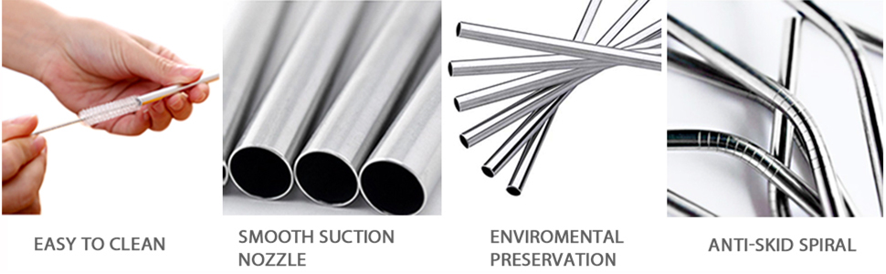 SPN-BFC Reusable BPA-Free Metal, Dishwasher Safe Stainless Steel Drinking Straws