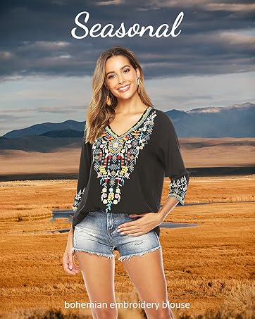 Bohemian embroidered blouse