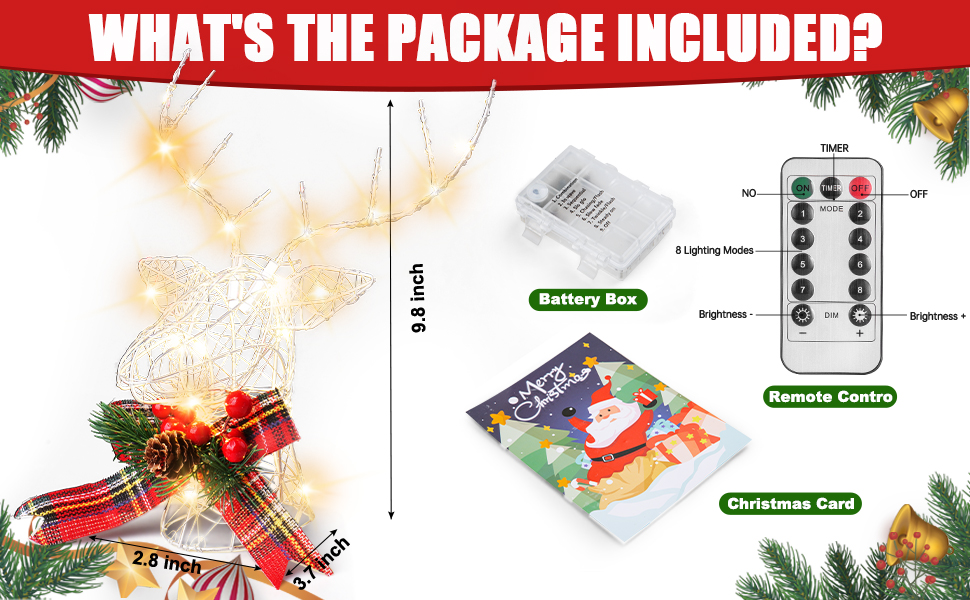 OHOBABY Christmas Tree Topper 9.8 inch LED Lighted