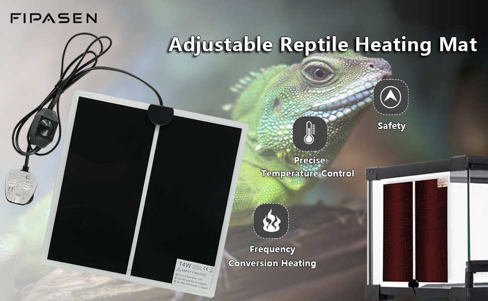 FIPASEN Reptile Heating Mat, Reptile Heating Pad with Temperature