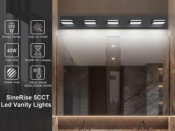SineRise LED Modern Bathroom Vanity Light Fixtures (5-Light