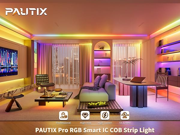 Amazon.com: PAUTIX RGB Smart IC COB LED Strip Light