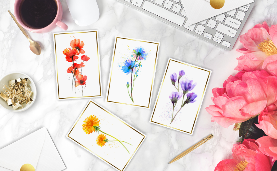 40 Pcs Note Cards With Envelopes Blank Inside , Beautiful