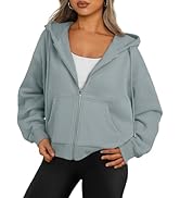 Trendy Queen Zip Up Hoodies For Women Cropped Sweatshirts Fall Fashion Outfits 2025 Y2k Fleece Te...