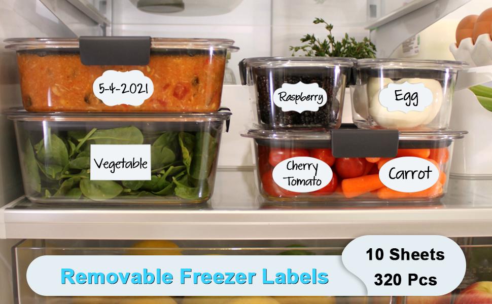 Wisdompro 320 Pcs Removable Freezer Food Labels, Fancy Shape Self