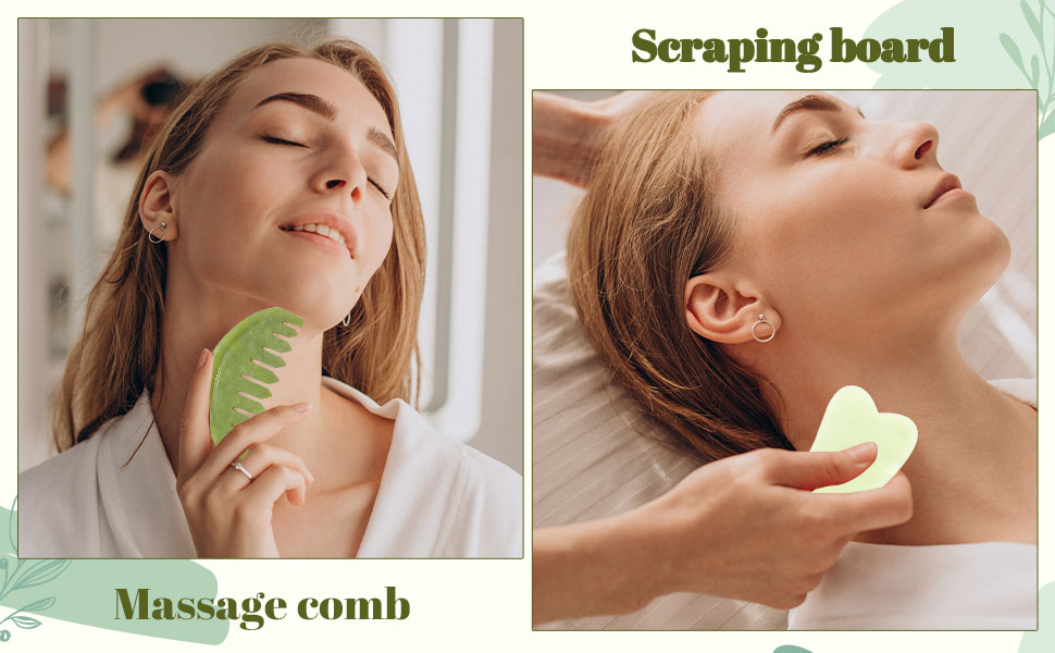 RMISODO Jade Massage Comb Board Kit, Set of 3, Handheld