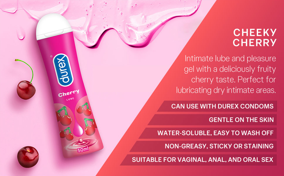 Durex Lube Cherry Flavoured Lubricant Gel for Men & Women 50mlWater