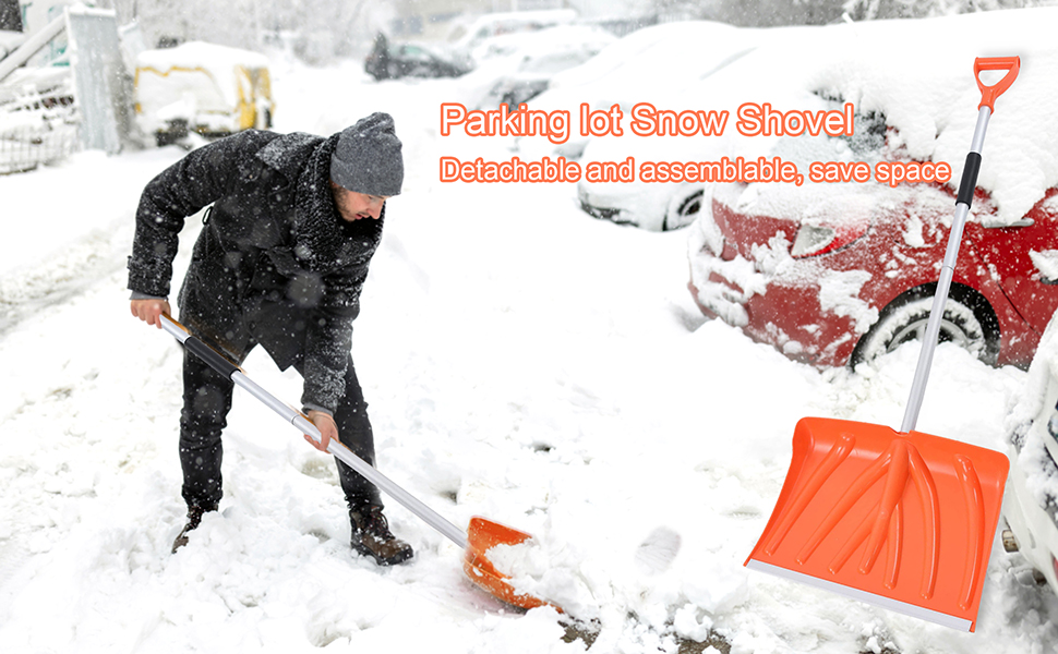 ENTHUSRI Snow Shovel Detachable Assemblable Snow Shovel with D Shaped