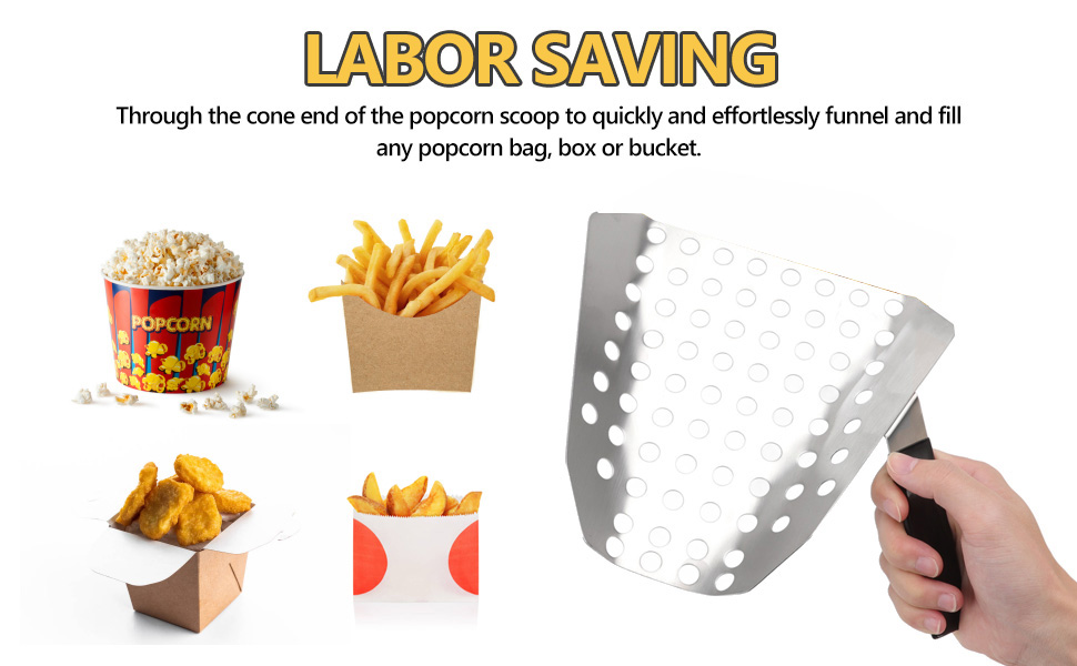 Heayzoki Stainless Steel Popcorn Scoop, Kernel Sifting