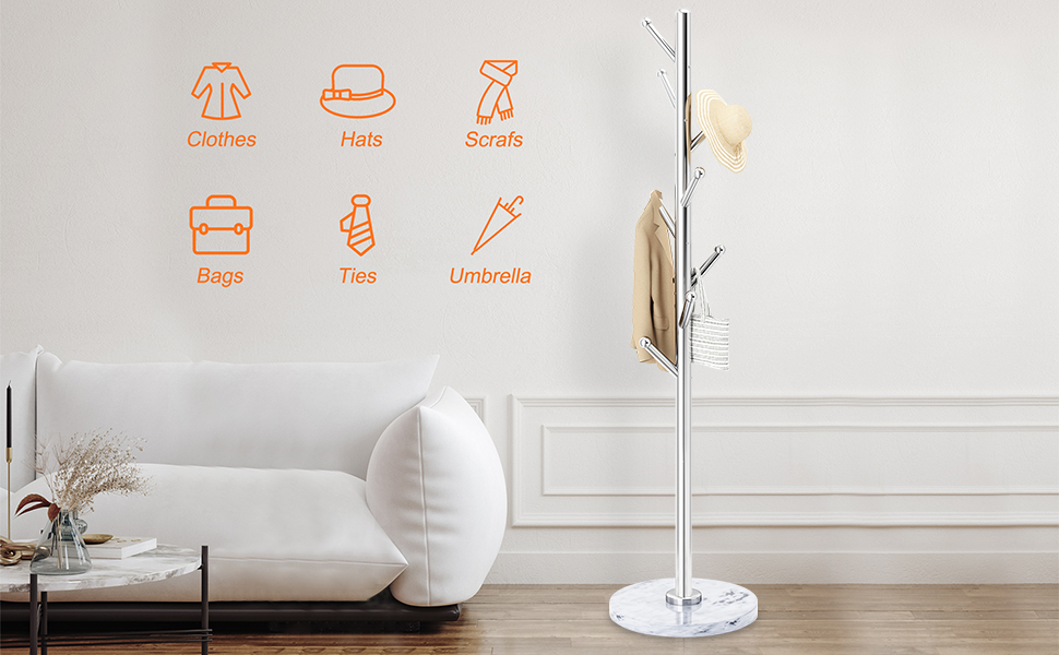 ZOZOE Metal Coat Rack, Solid 201 Stainless Steel Coat Rack