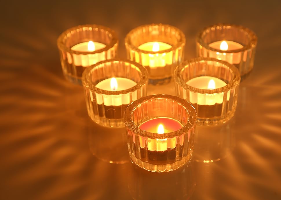 GOLDEAL Round Tealight Candle Holders,Set of 24 Clear Thick Glass Tea