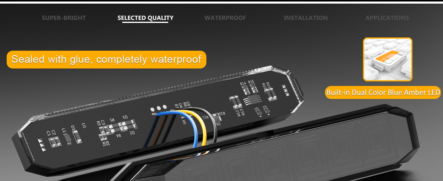 4.7 Inch Dual Color Amber to Blue Trailer Marker LED Side Clearance Tail Grille Bumper Lights