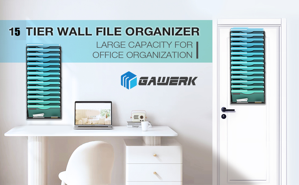 Amazon.com : Gawerk 15-Tier Wall File Organizer Hanging Wall File ...