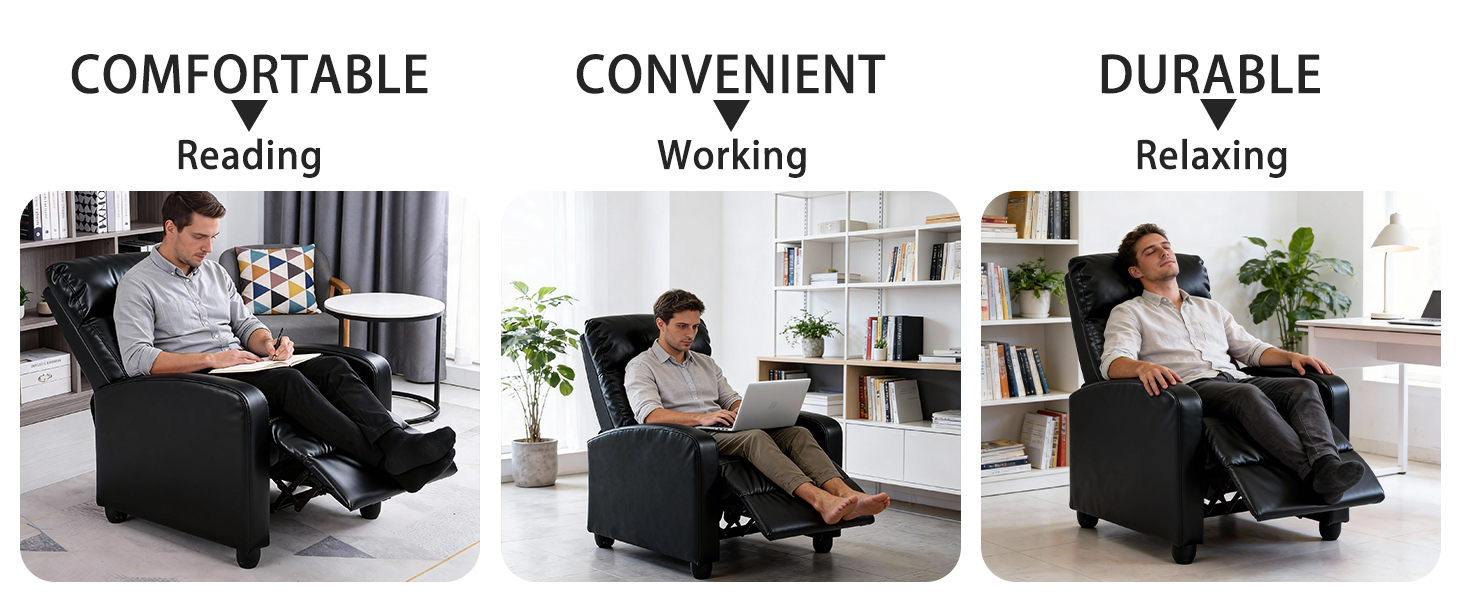 M***age Recliner Chair, Single Sofa Chair with Remote Control, Chair Recliner, Lazy Recliner Chair, Living Room Recliners with Pu Leather Padded Seat Backrest, Recliner Chairs for Adults, Black 13 1