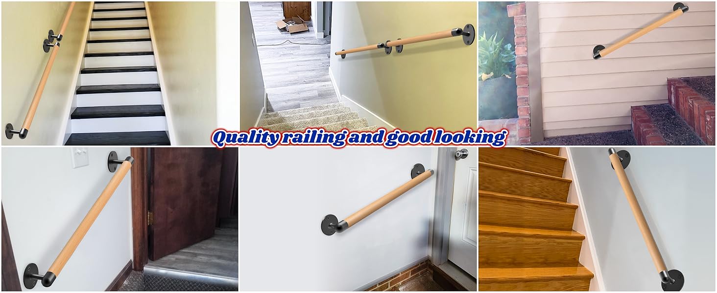 SELEWARE 67 Inch Wood Handrail Indoor Stair Handrail