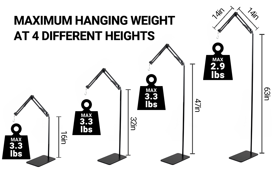 CAVACHEW Reptile Lamp Stand, Heat Lamp Stand Adjustable, 16