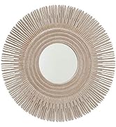 WHW Whole House Worlds Large Modern Sunburst Mirror, White Washed Wood, Brilliant Inset Circular ...