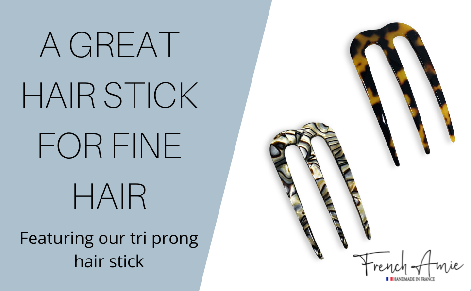 French amie tri prong hair stick handmade