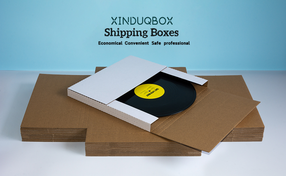 XINDUQBOX Vinyl Record Mailers 12.5x12.5x1 Inch LP Mailing