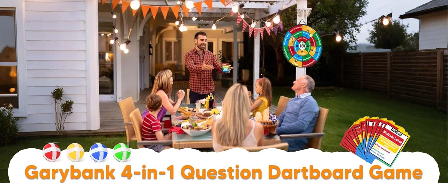 Garybank 4-in-1 Question Dartboard Game