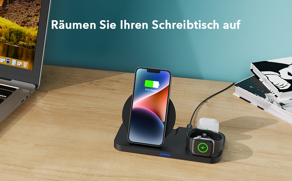 KKM Wireless Charger, 3 in 1 QI induktive Ladestation, Schnelles ...