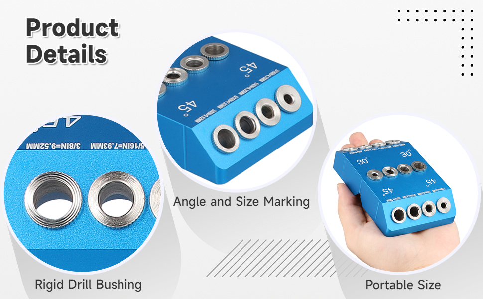Homaisson 30 45 90 Degree Drill Jig, Aluminium Alloy Angled Drill Guide