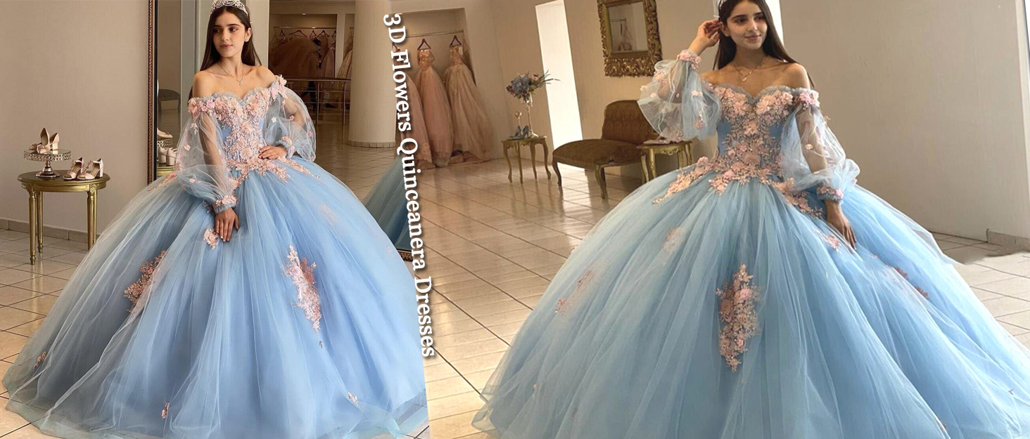 Flowers Quinceanera Dresses Ball Gown Puffy