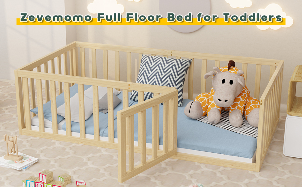 Zevemomo Full Size Toddler Floor Bed, Full Montessori Floor