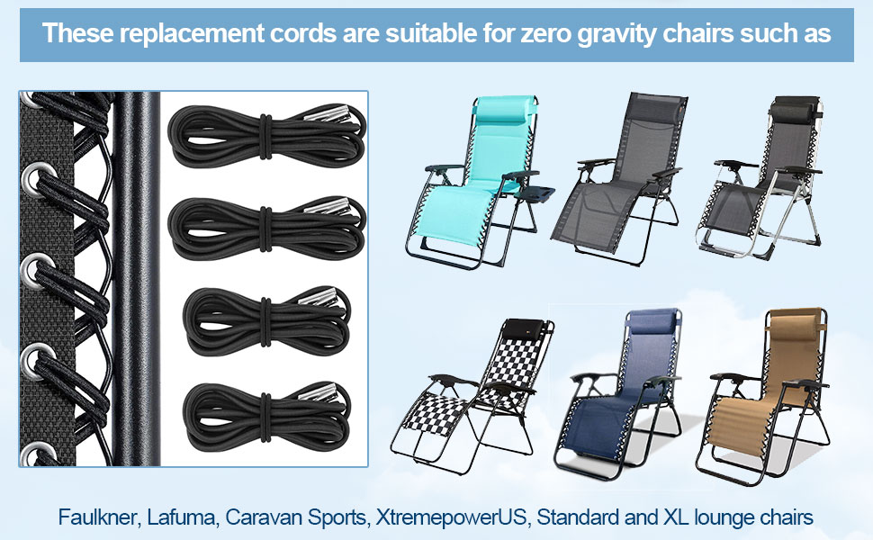 VIKSAUN 4 Pieces Replacement Cord for Zero Gravity Chair Universal