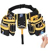 Tool Belt,Magnetic Tool Pouch,27-Pockets Heavy Duty Padded Tool Belts for Men,Detachable & Adjust...