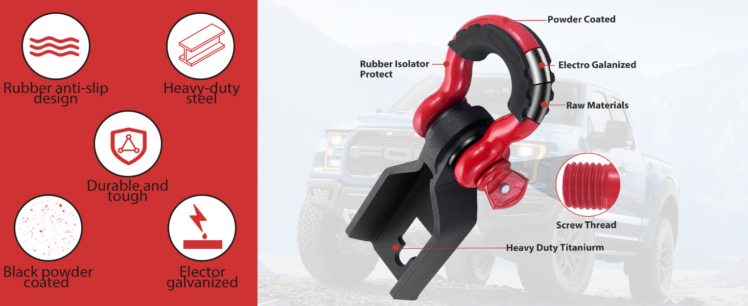 BYERNAUTO F150 Front Tow Hook Shackle Mount Kit Compatible