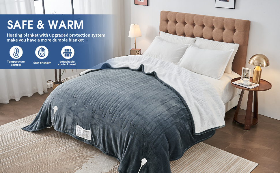 greenoak Heated Blanket Electric Queen Size 84"X90" Dual