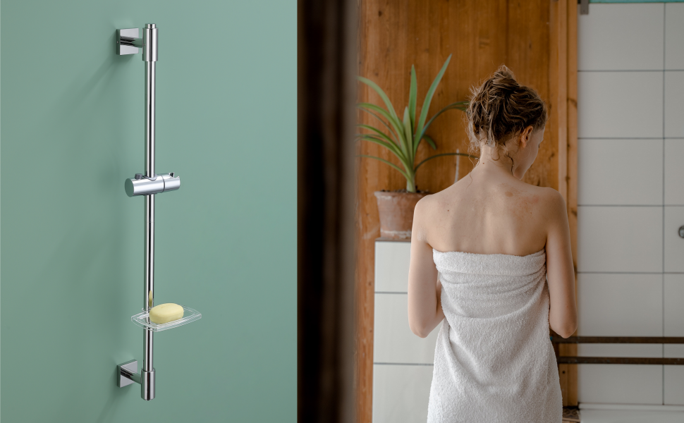 HomeHeng Shower Riser Rail 80CM, Wall Mounted Shower Slide Bar with