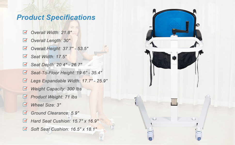 PAYRFV Patient Lift Transfer Chair for Home Portable
