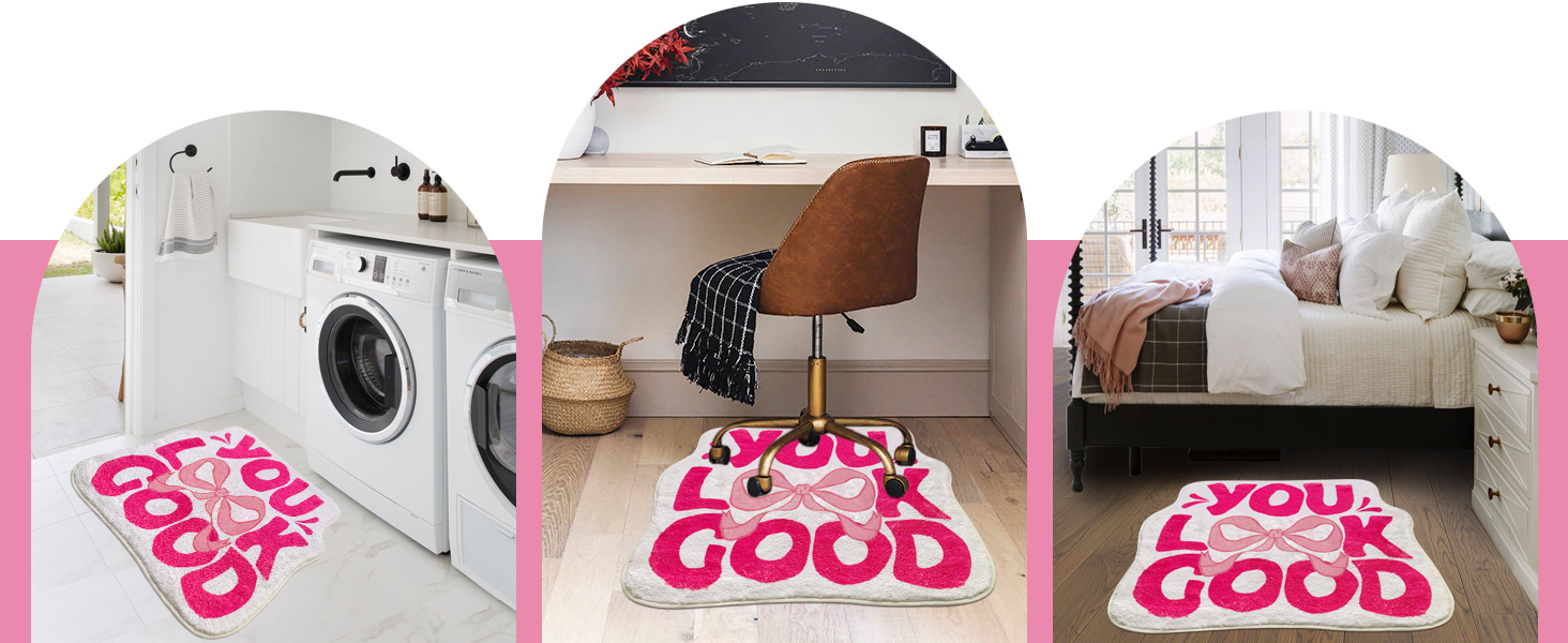 You Look Good Bath Mat Cute Bow Funny Bathroom Rug