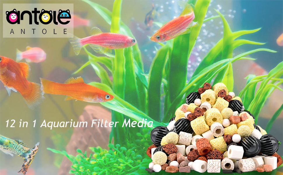 ANTOLE 2 Pack/Set 12 IN 1 Aquarium Filter Media Ceramic Biochemical