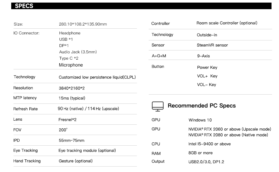 pc specs for vr