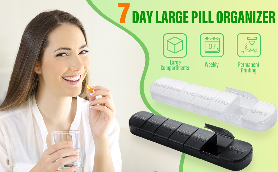 Weekly Pill Organizer 1 Time a Day, Travel Pill Box 7 Day